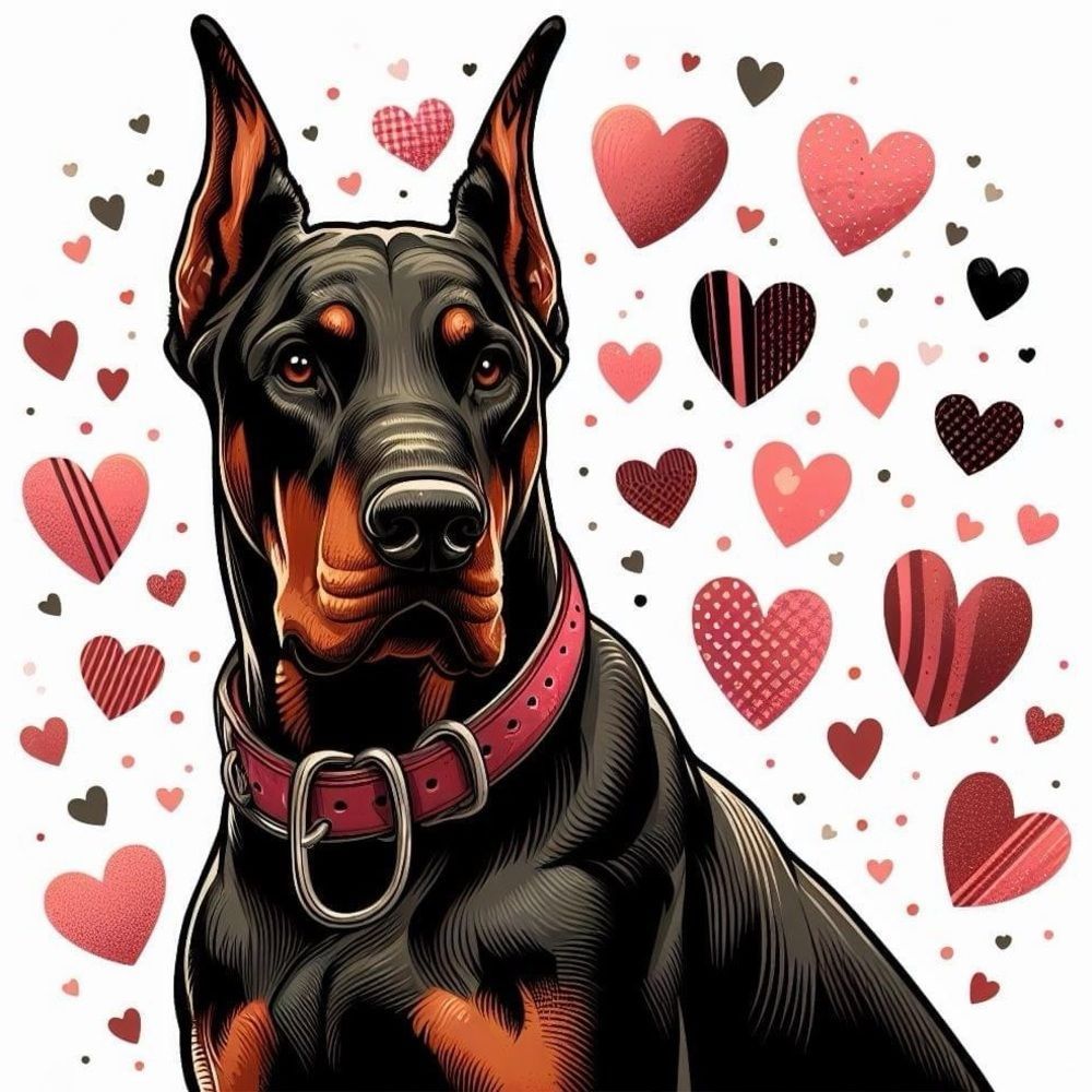 Doberman Valentine’s Day Magnet